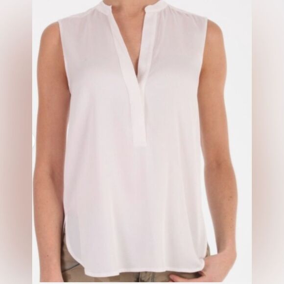 Vince Ivory Silk Henley Sleevless Blouse size XS - Picture 1 of 10